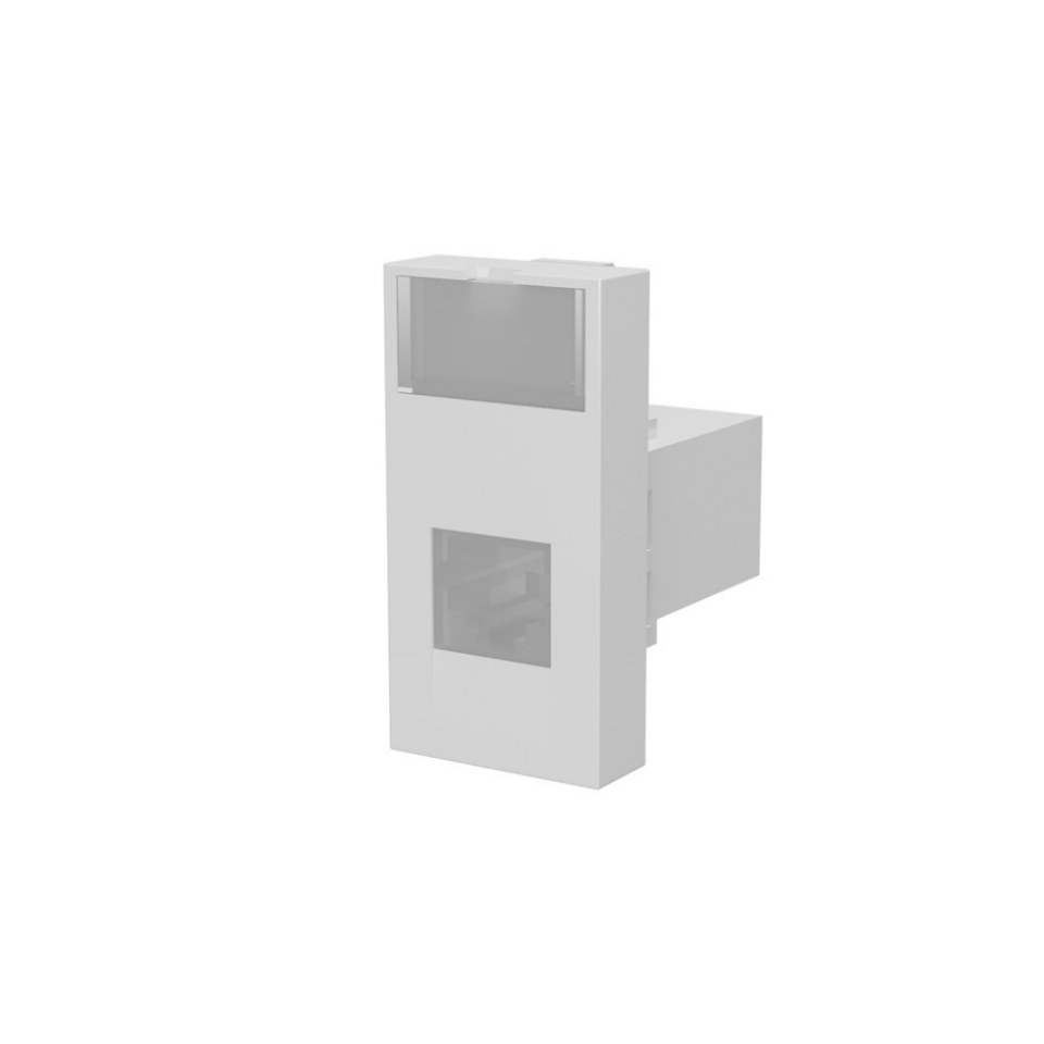 EAE 1075116 CAT3 RJ11 Telefon Soketi - Faceplate Montajlı, Beyaz (4 Kontak Keystone Jack)