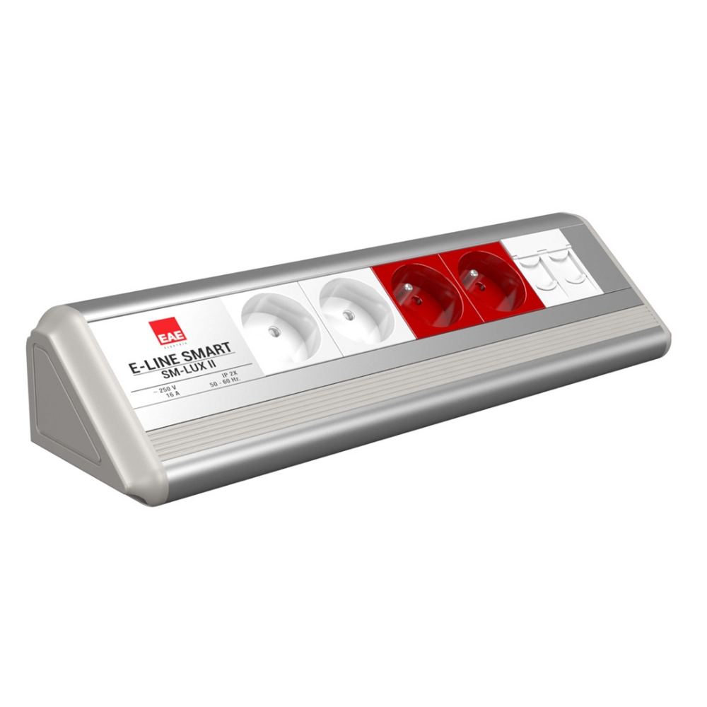 EAE 3404543 SM-LUX Masaüstü Priz Bloğu, 2 Şebeke, 2 UPS, 2 Data