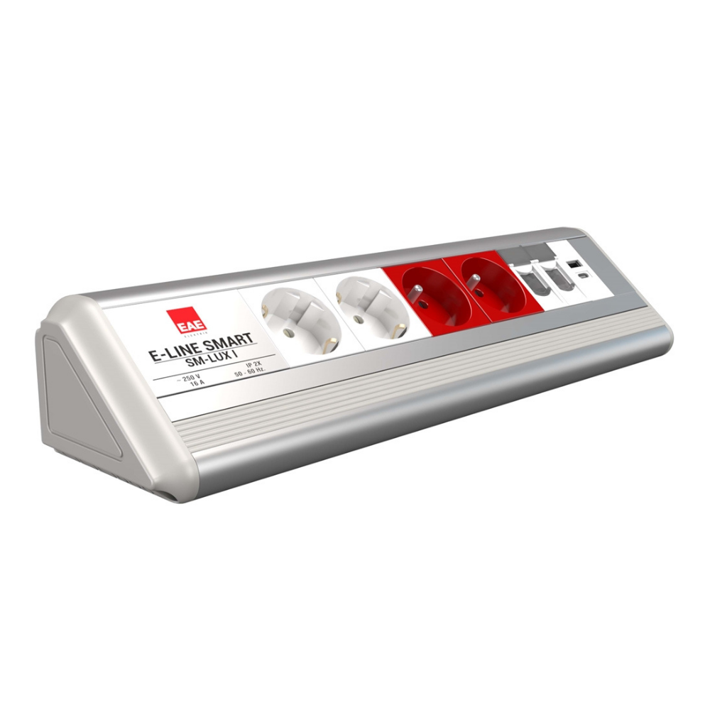 EAE 3404546 SM-LUX Masaüstü Priz Bloğu, 2 Şebeke, 2 UPS, 2 Data, USB Type A+C