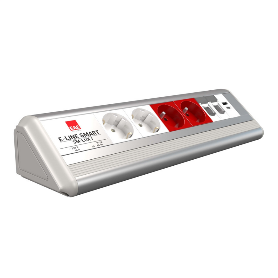 EAE 3404546 SM-LUX Masaüstü Priz Bloğu, 2 Şebeke, 2 UPS, 2 Data, USB Type A+C