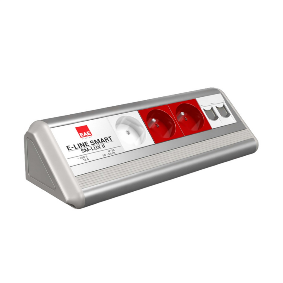 EAE 3404558 SM-LUX Masaüstü Priz Bloğu, 1 Şebeke, 2 UPS, 2 Data