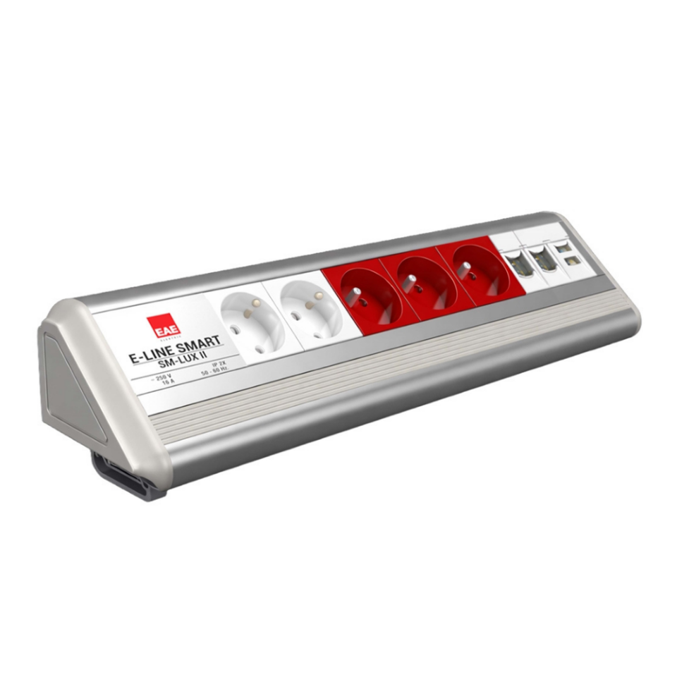 EAE  3404564  SM-LUX Masaüstü Priz Bloğu, 2 Şebeke, 3 UPS, 2 Data, USB Type A+C
