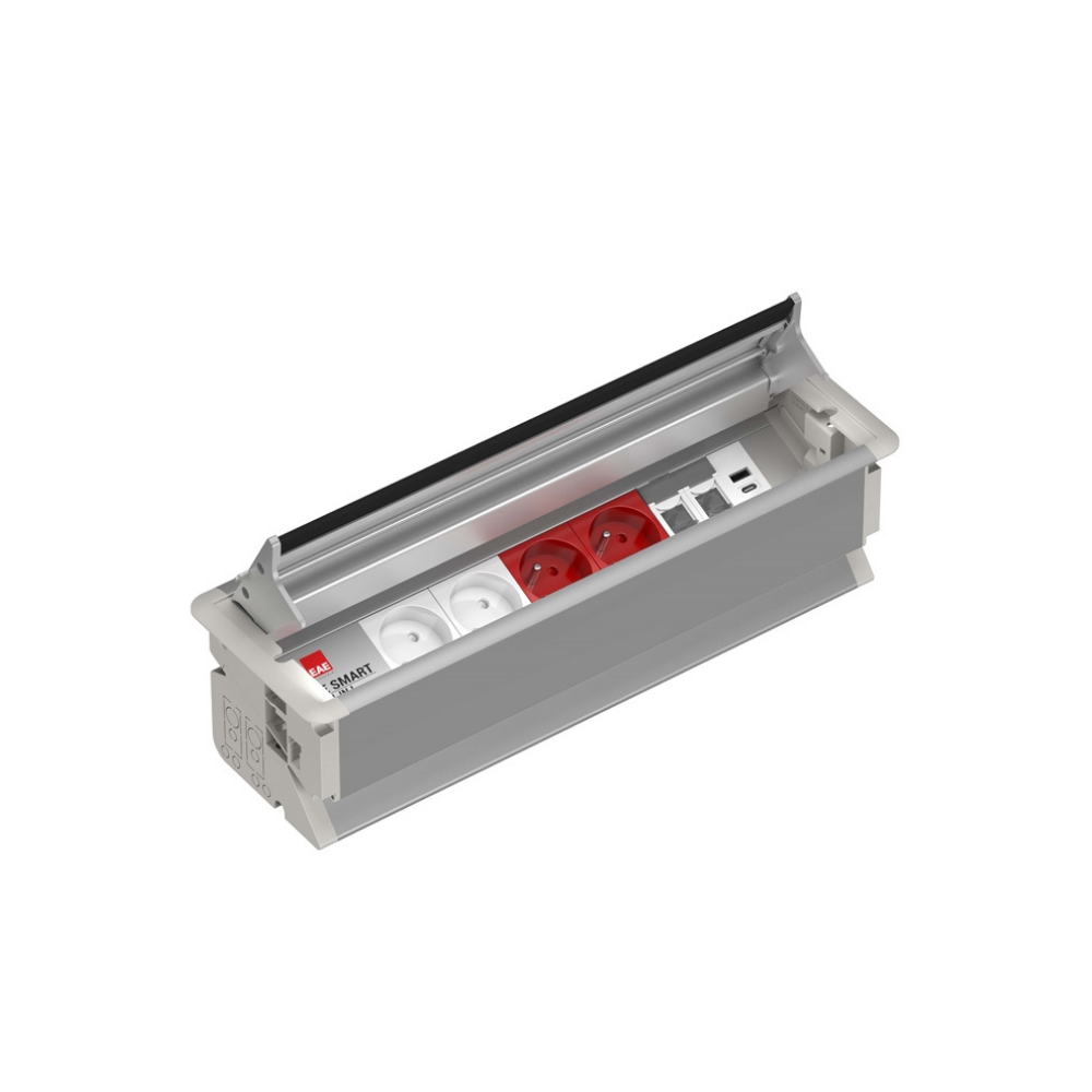 EAE  3404619 SM-IN Gömme Tip Priz Bloğu, 2 Şebeke, 2 UPS, 2 Data, USB Type A+C, Alüminyum Gövde Eloksal Renk