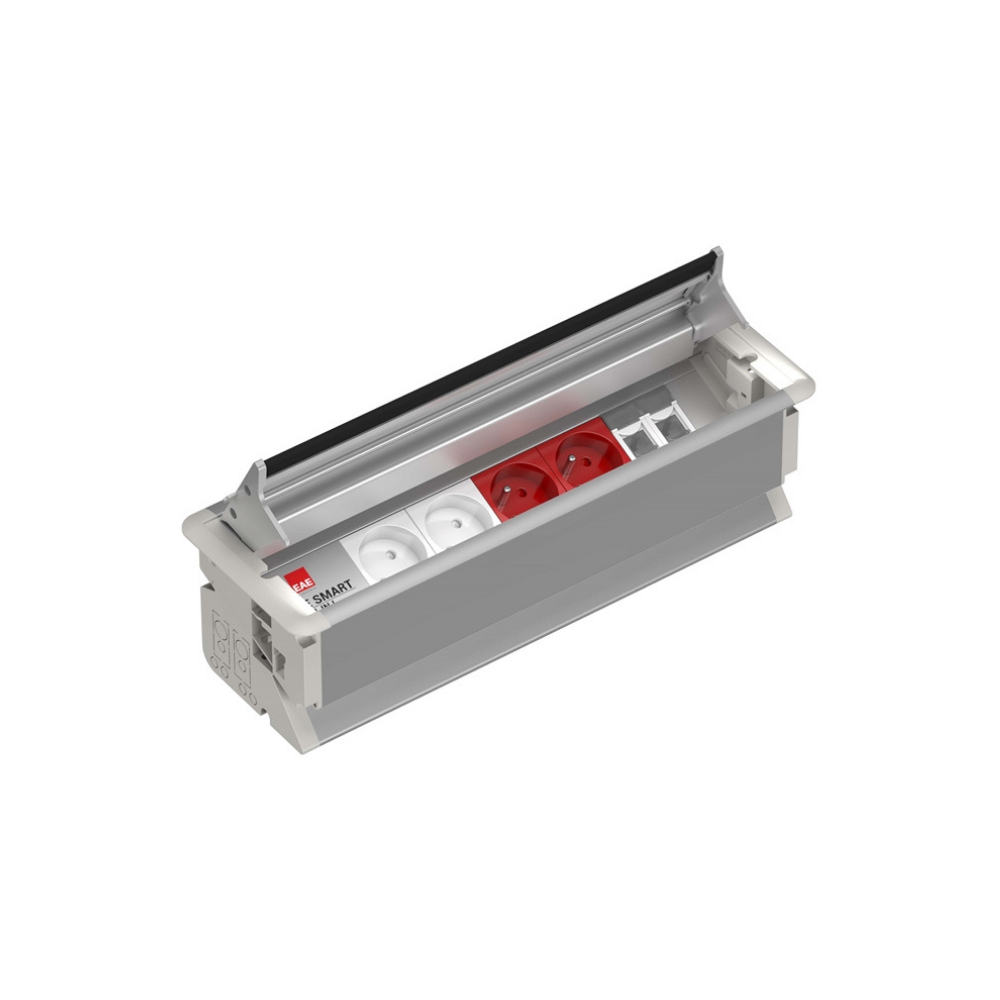 EAE 3404616 SM-IN Gömme Tip Priz Bloğu, 2 Şebeke, 2 UPS, 2 Data, Alüminyum Gövde Eloksal Renk