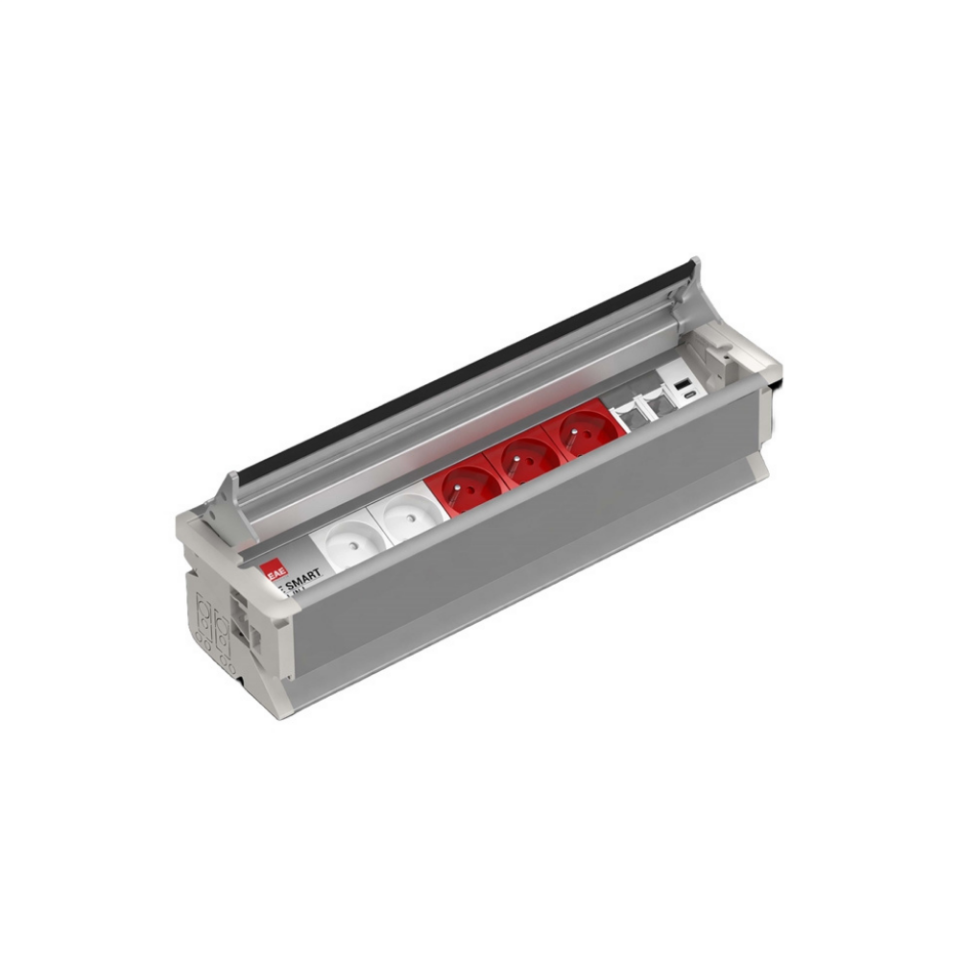 EAE 3404637 SM-IN Gömme Tip Priz Bloğu, 2 Şebeke, 3 UPS, 2 Data + USB Type A+C, Alüminyum Gövde Eloksal Renk