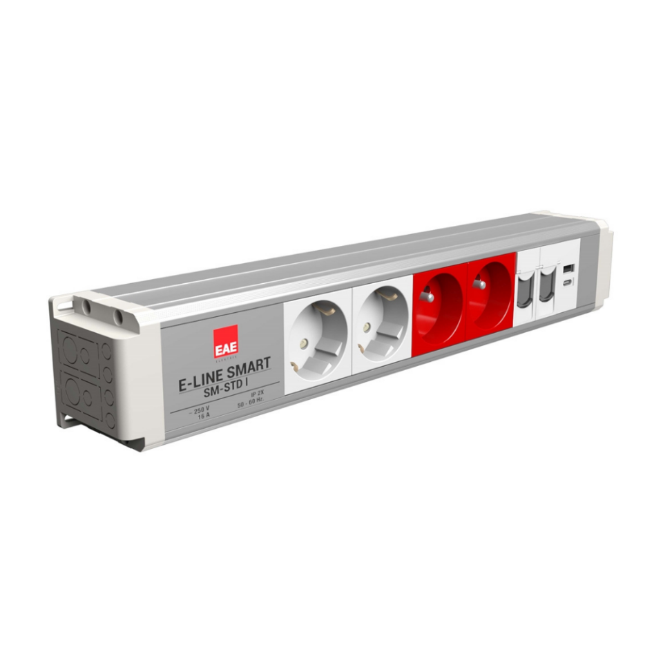 EAE 3404705 SM-STD Masaüstü Priz Bloğu, 2 Şebeke, 2 UPS, 2 Data, USB Type A+C