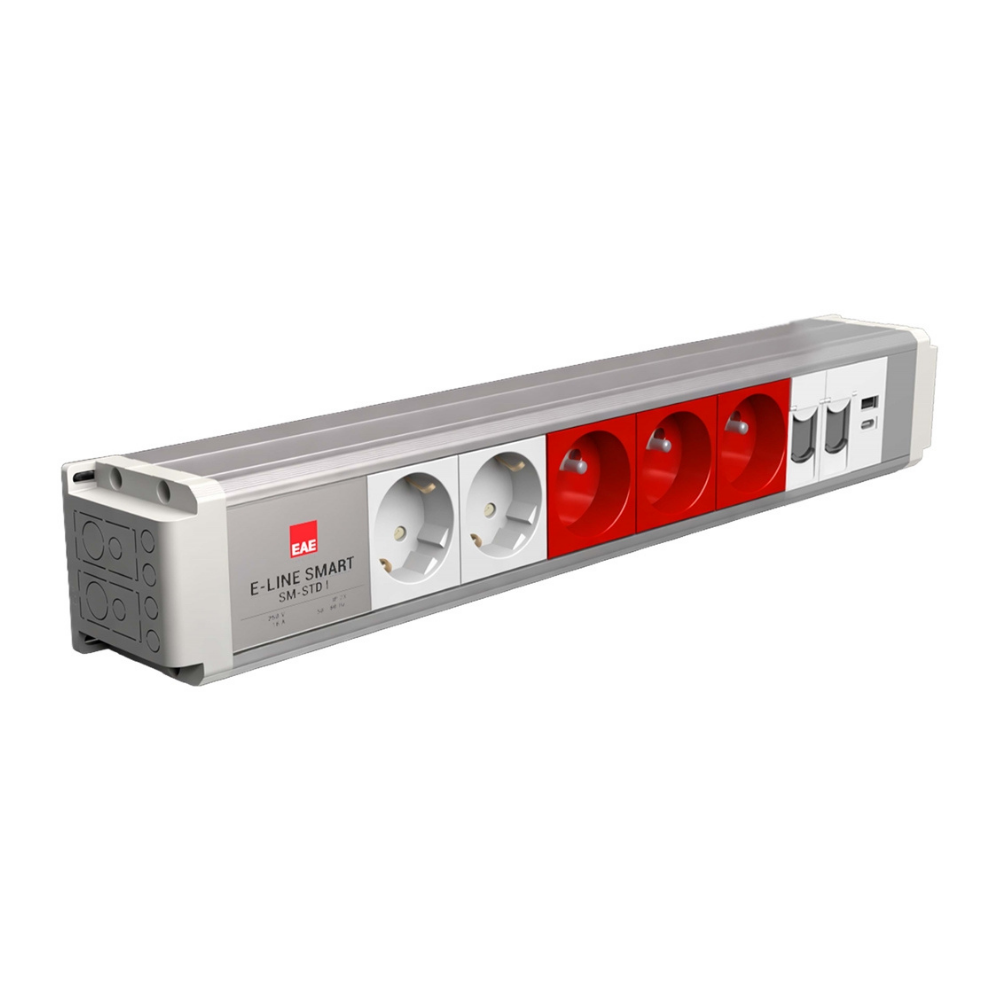 EAE 3404723 SM-STD Masaüstü Priz Bloğu, 2 Şebeke, 3 UPS, 2 Data, USB Type A+C