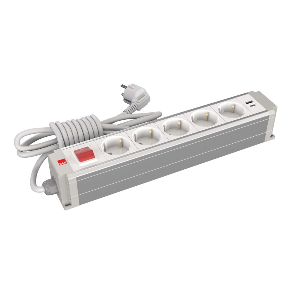 EAE 3409146 5 li Grup Priz Butonlu USB Şarjlı Gri (STDK-G5UB)