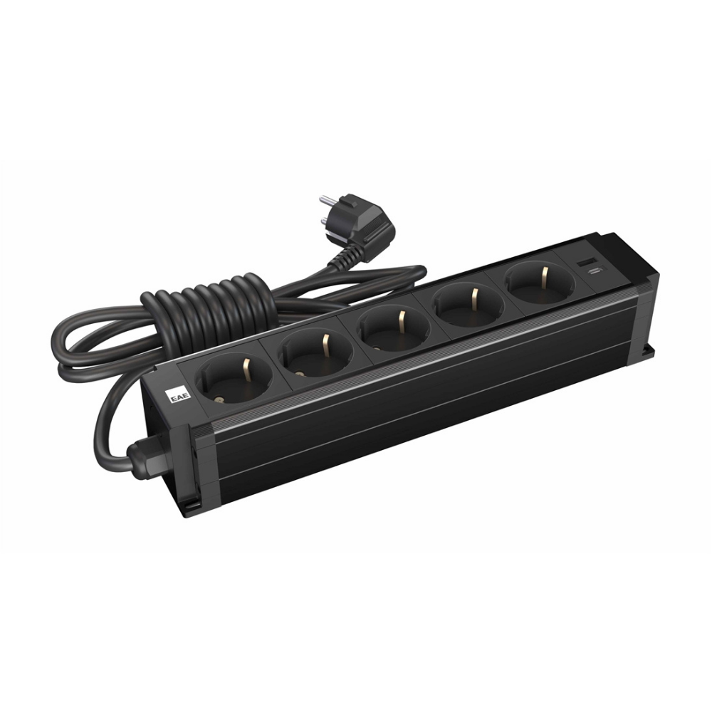 EAE 3405489 5 li Grup Priz USB Şarjlı Siyah (STDK-S5U)