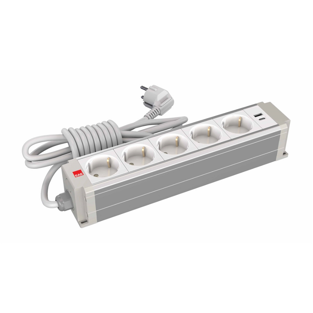 EAE 3405487 5 li Grup Priz USB Şarjlı Gri (STDK-G5U)