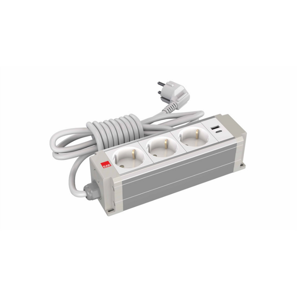 EAE 3405486 3 lü Grup Priz USB Şarjlı Gri (STDK-G3U)