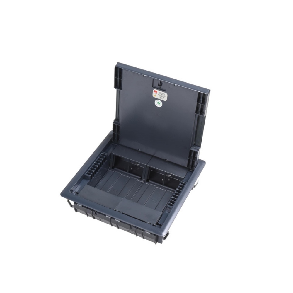 EAE 3122703 DK-MX 1 FÜME 250x250mm Modüler Çıkış (Priz) Kutusu - 16 Modül Yükseltilmiş Döşeme Altı, Komple